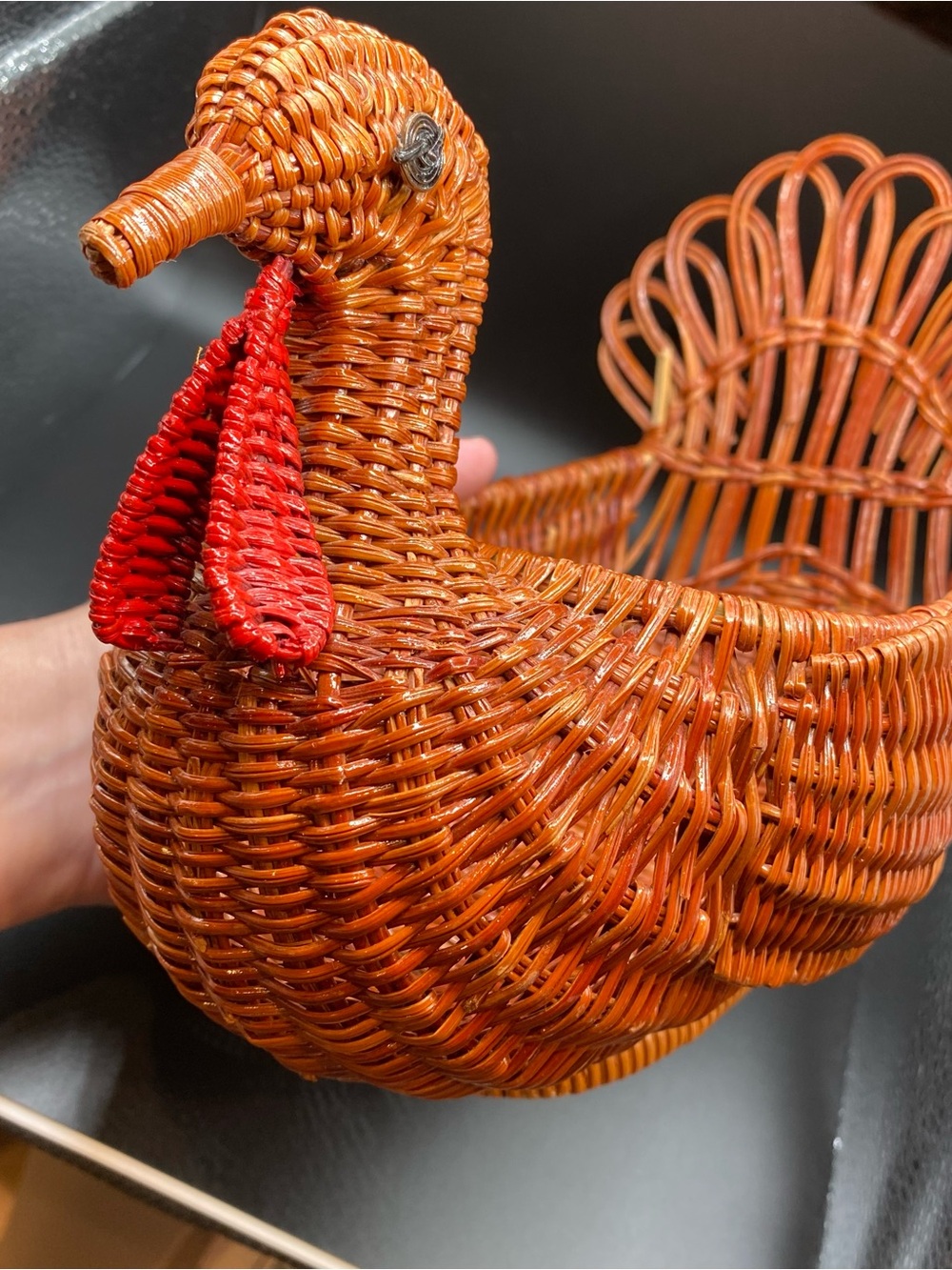 Woven Thanksgiving Turkey -Shaped Decorative Basket
